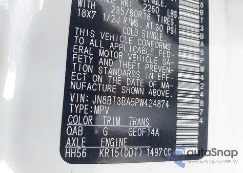 2023 Nissan Rogue Sv Fwd z USA, uszkodzony, nr VIN JN8BT3BA5PW424874